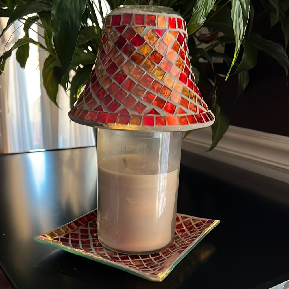 Yankee Candle Red and Orange Mosaic Candle Accents